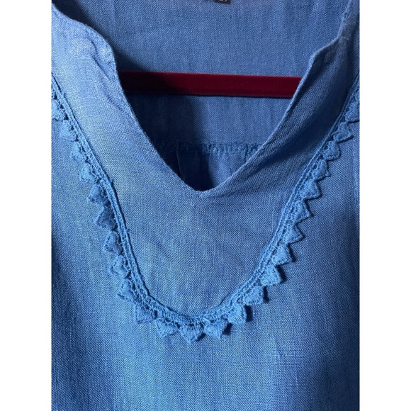 Elena Baldi Sleeveless 100% linen shift dress Blue Size Small - Picture 3 of 7